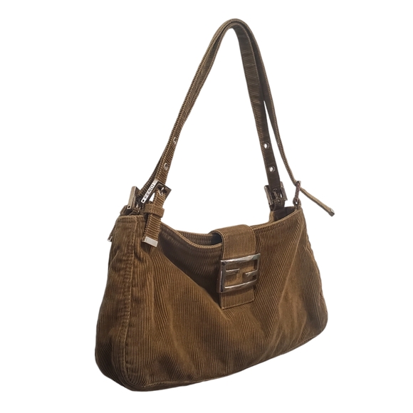 FENDI Baguette Corduroy Authentic Shoulder Bag Purse Clean Vintage Tan Brown - Picture 6 of 13